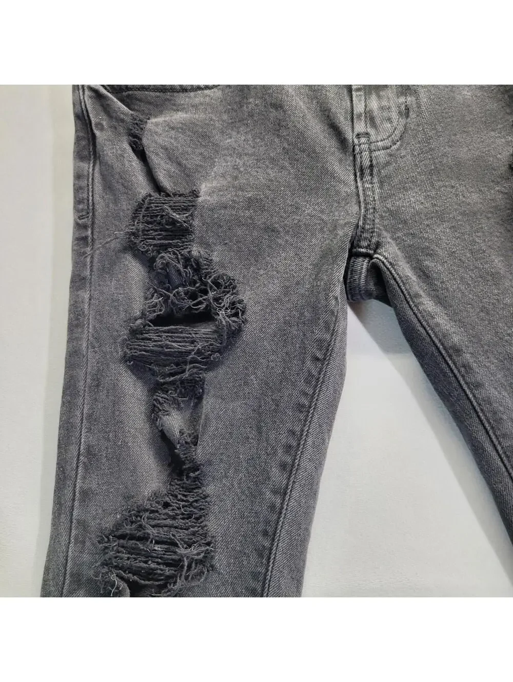 PacSun Jeans Men's 30x30 Black Dark Wash Stacked Distroyed Skinny Jeans